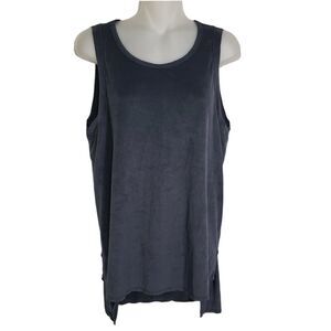 Harlowe & Graham Womens Tank Top Medium Suede Hi Low Gray Sleeveless Stretch